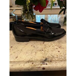Salvatore Ferragamo Mens Black Leather Tuxedo Penny Dress Loafers sz 13D PRISTIN